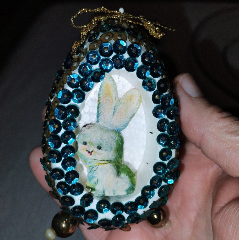Decorative Handmade Christmas Ornament / Beaded Easter Eggs Vintage Lot Of 9 - Picture 11 of 14